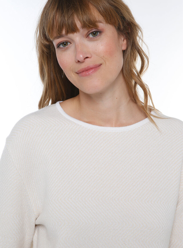 Maison Solfin - Pull femme laine maille chevrons beige – 50