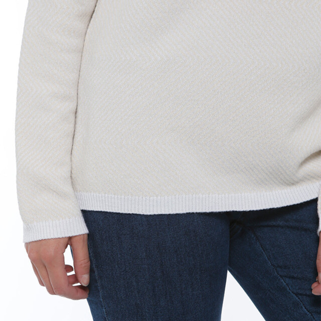 Maison Solfin - Pull femme laine maille chevrons beige – 50