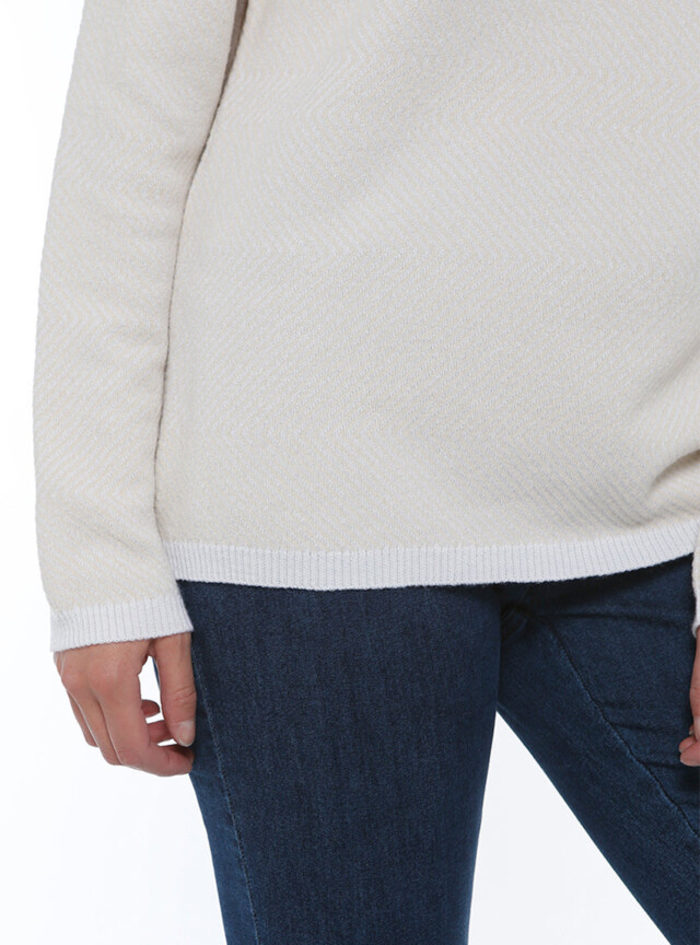 Maison Solfin - Pull femme laine maille chevrons beige – 50
