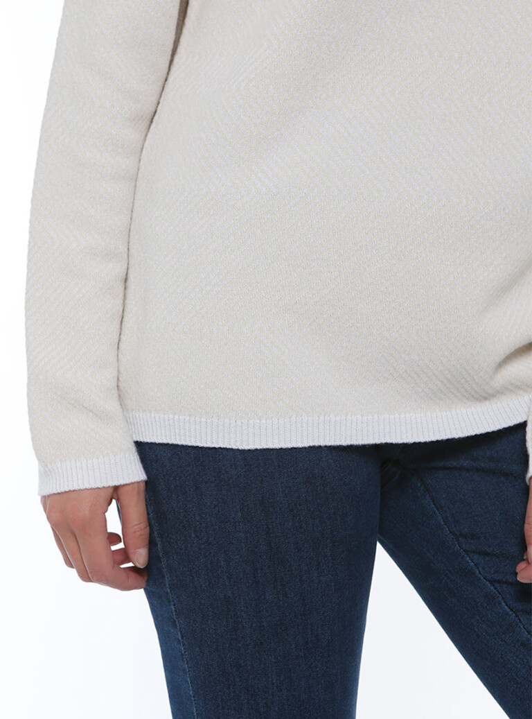 Maison Solfin - Pull femme laine maille chevrons beige – 50