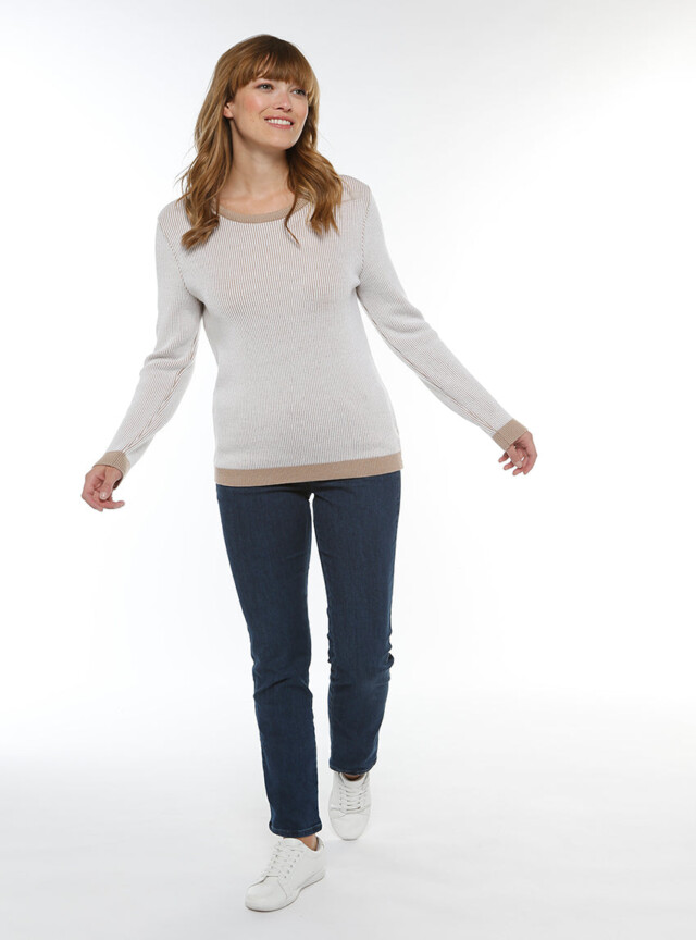 Maison Solfin - Pull femme maille anglaise beige chaud – 50