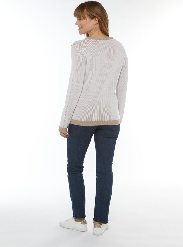 Maison Solfin - Pull femme maille anglaise beige chaud – 50