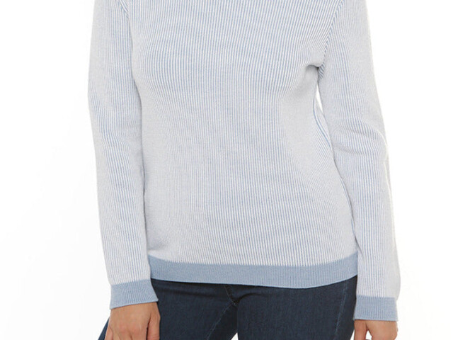 7355 BCN 1 pull femme laine bleu ciel chine Maison Solfin - Pull femme maille anglaise bleu ciel – 50