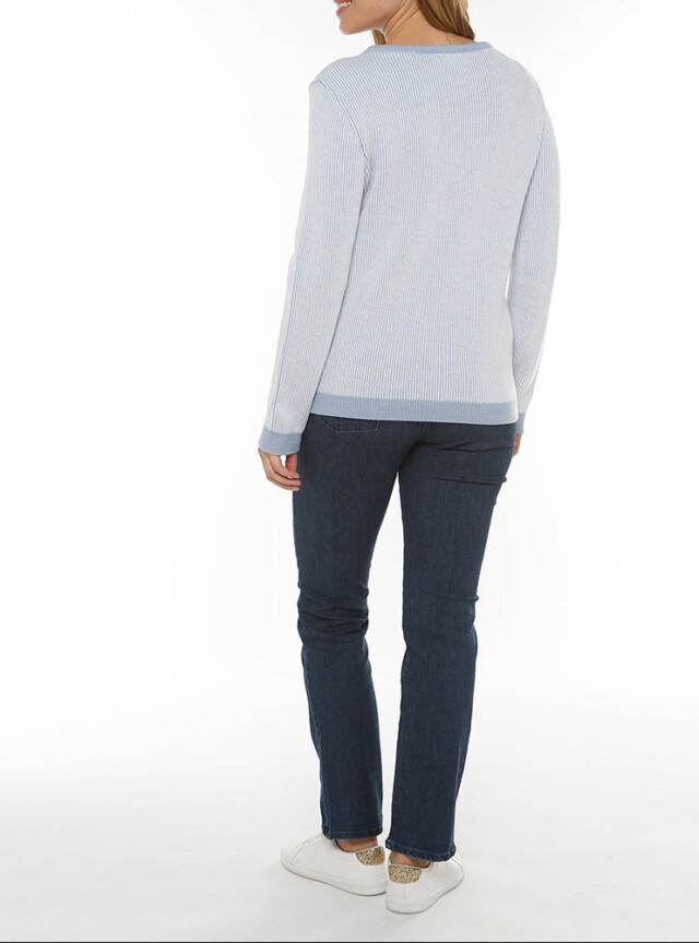 Maison Solfin - Pull femme maille anglaise bleu ciel – 50