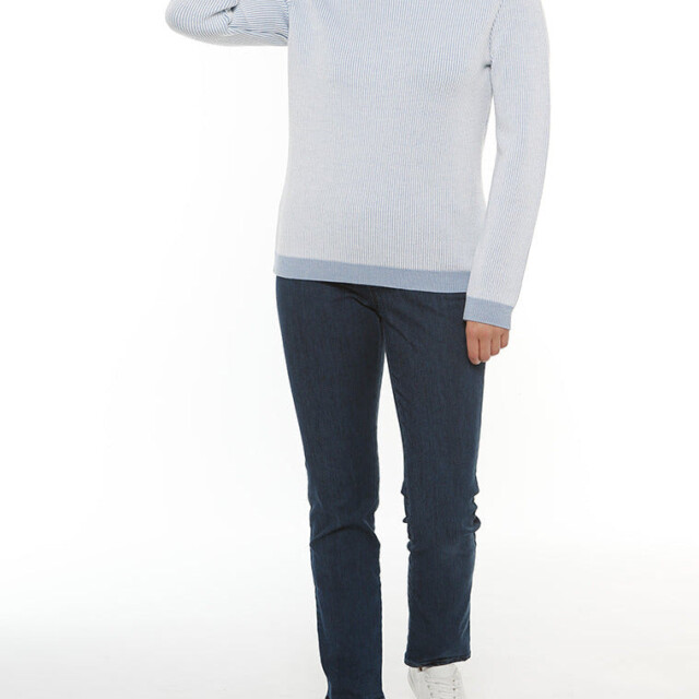 Maison Solfin - Pull femme maille anglaise bleu ciel – 50