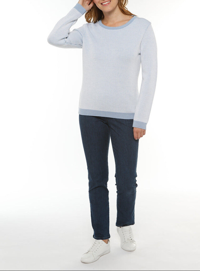 Maison Solfin - Pull femme maille anglaise bleu ciel – 50