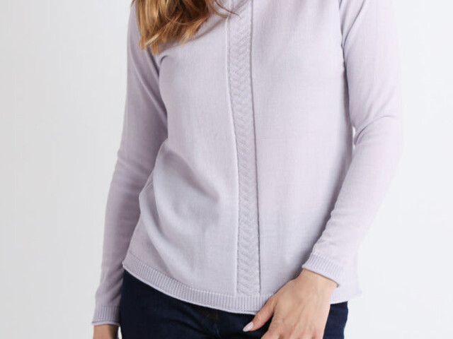 7368 gris plume pull 1 Maison-solfin - Pull femme en laine mérinos maille chevron gris plume – 48