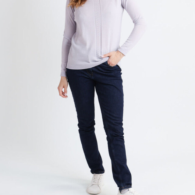 Maison-solfin - Pull femme en laine mérinos maille chevron gris plume – 48