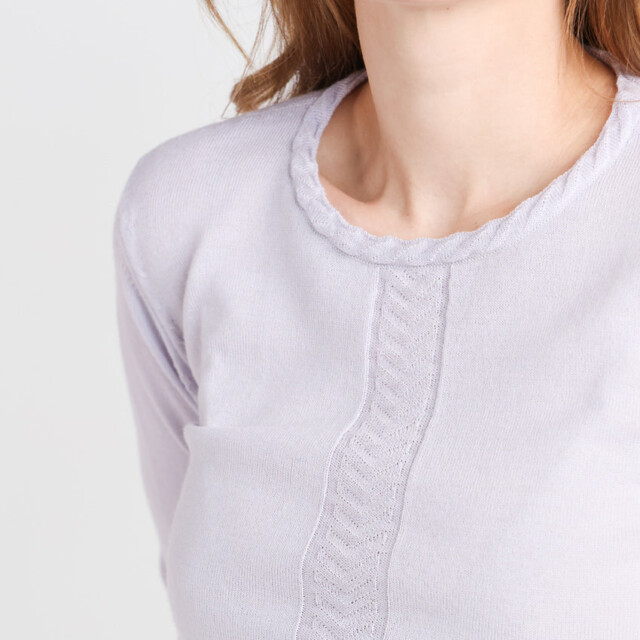 Maison-solfin - Pull femme en laine mérinos maille chevron gris plume – 48