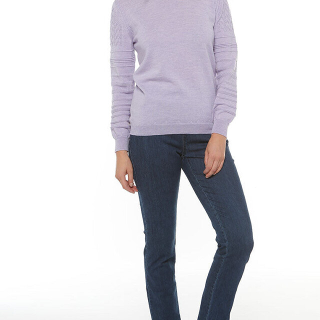 Maison Solfin - Pull femme col rond en laine violet clair – 48