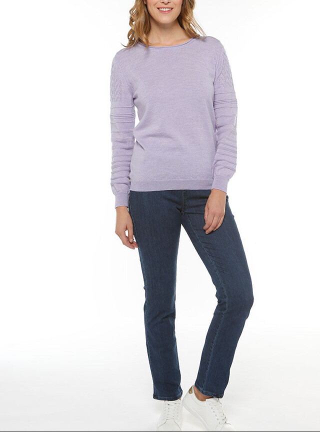 Maison Solfin - Pull femme col rond en laine violet clair – 48