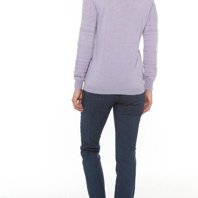 Maison Solfin - Pull femme col rond en laine violet clair – 48