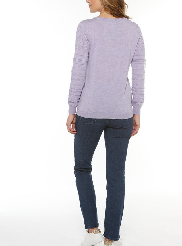 Maison Solfin - Pull femme col rond en laine violet clair – 48