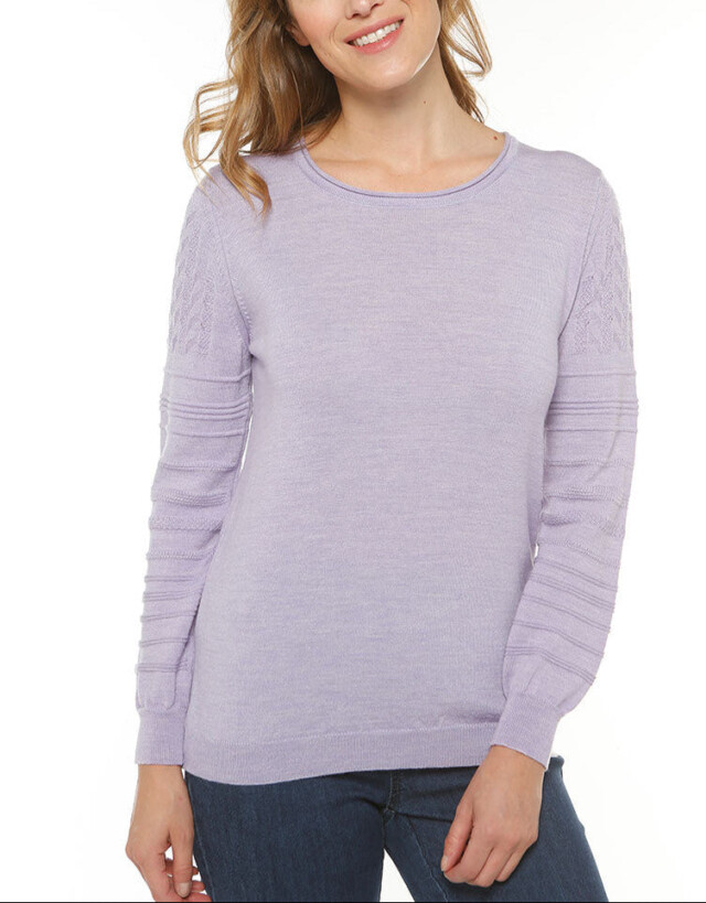 Pull femme col rond en laine violet clair par la marque MAISON SOLFIN MAISON SOLFIN - Pull femme col rond en laine violet clair