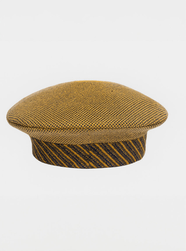 Béret maille chevron jacquard jaune par la marque MAISON SOLFIN MAISON SOLFIN - Béret maille chevron jacquard jaune