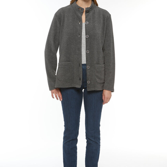 Maison Solfin - Veste polaire femme col montant gris anthracite – 2