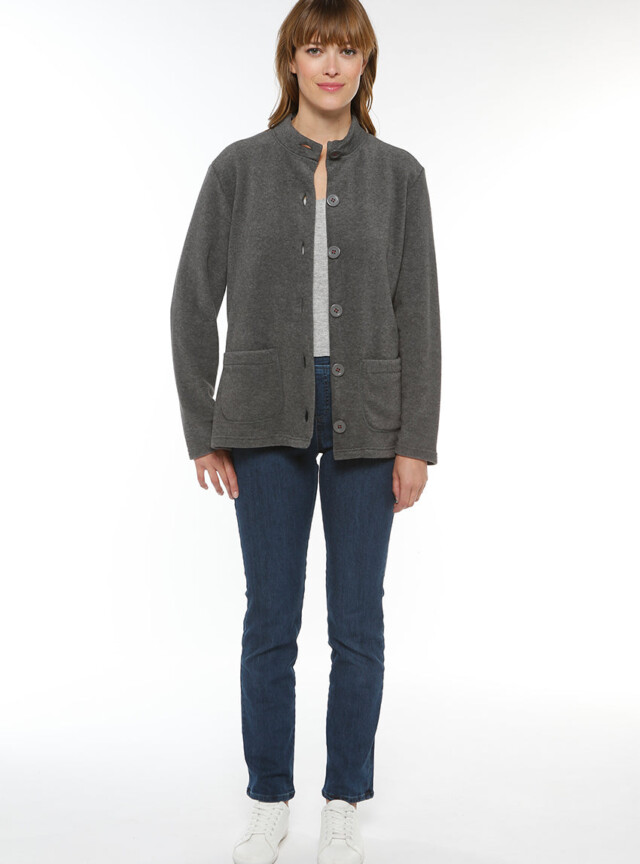 Maison Solfin - Veste polaire femme col montant gris anthracite – 2