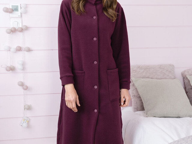 7385 violet prune 1 Maison Solfin - Robe de chambre polaire femme violet – 48