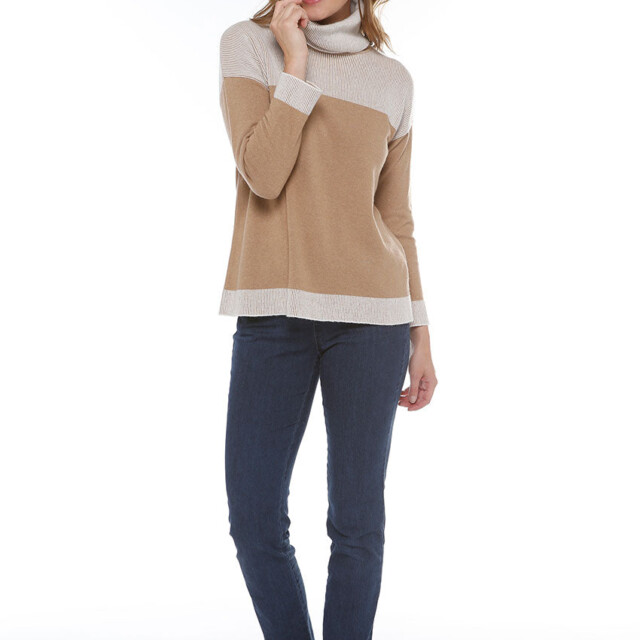 Maison Solfin - Pull col roulé en laine beige – 44/46