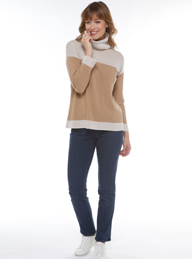 Maison Solfin - Pull col roulé en laine beige – 44/46