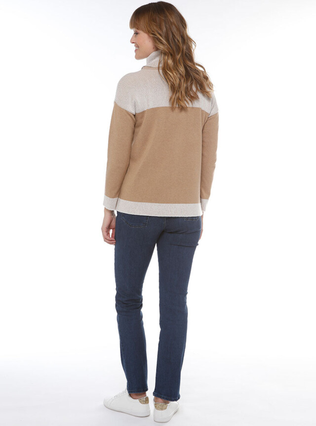 Maison Solfin - Pull col roulé en laine beige – 44/46