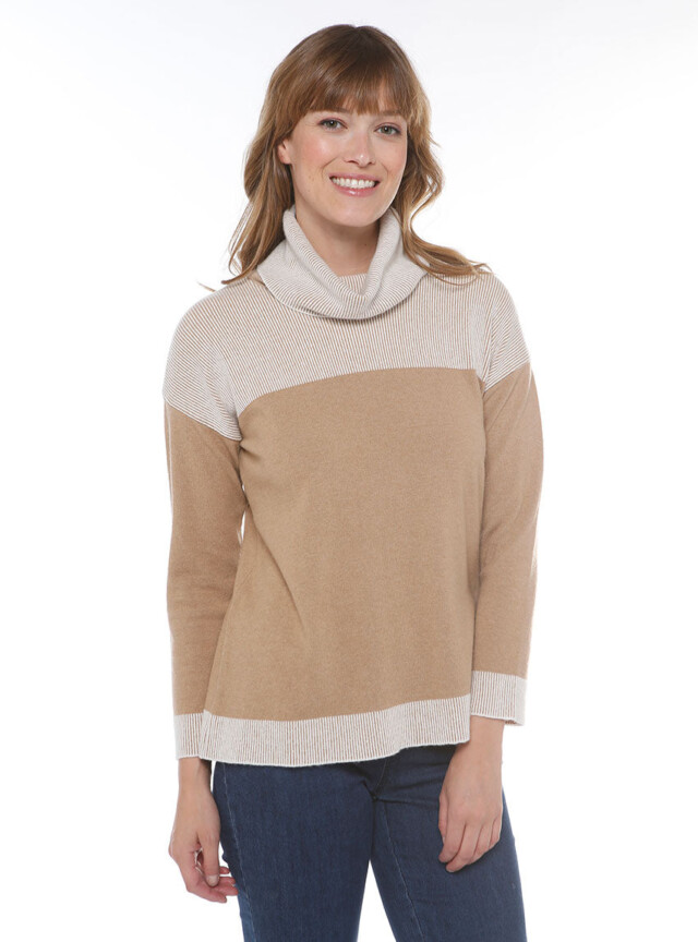 MAISON SOLFIN - Pull col roulé en laine beige