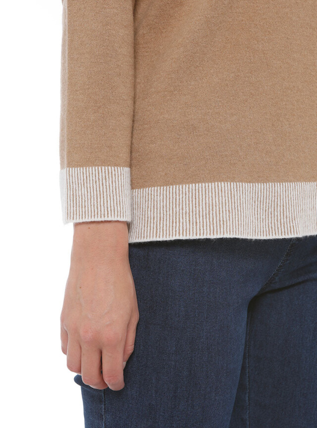 Maison Solfin - Pull col roulé en laine beige – 44/46