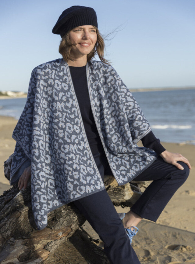 MAISON SOLFIN - Béret femme en laine lambswool bleu marine