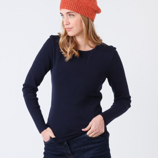 Maison-solfin - Béret femme en laine lambswool orange mouline – U