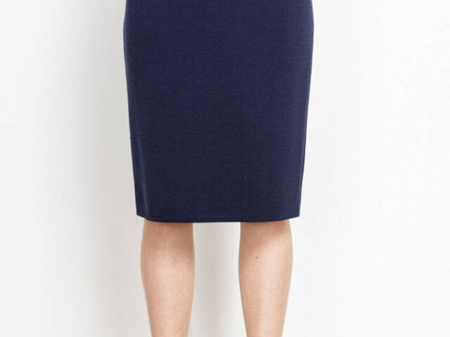 7410 MAR 1 jupe femme laine merinos bleu marine bsolfin Maison Solfin - Jupe droite en laine mérinos bleu marine – 38