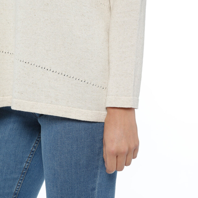 Maison-solfin - Pull femme coupe ample coton et lin beige nature – 44/46