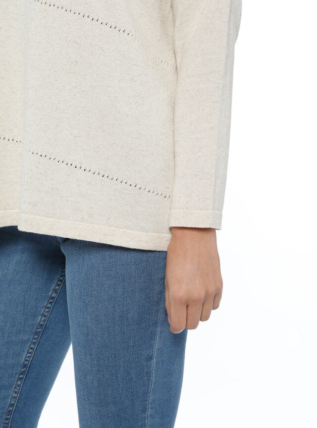 Maison-solfin - Pull femme coupe ample coton et lin beige nature – 44/46