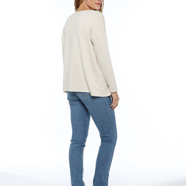 Maison-solfin - Pull femme coupe ample coton et lin beige nature – 44/46