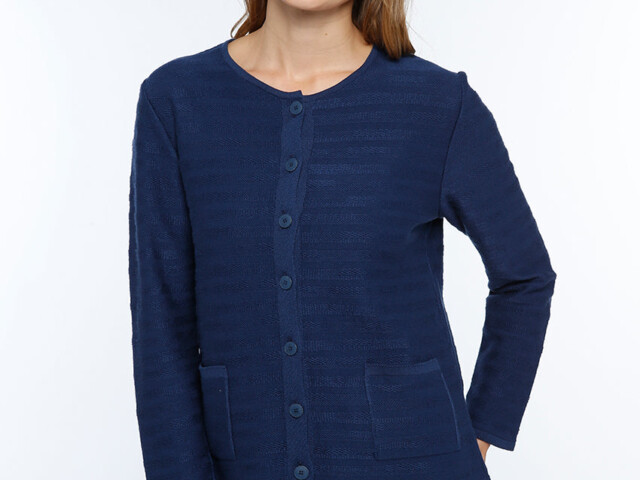 Maison Solfin - Cardigan femme en coton bleu marine – 48