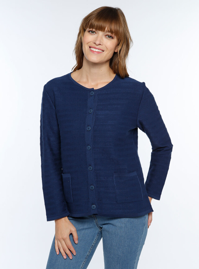 Cardigan femme en coton bleu marine par la marque MAISON SOLFIN MAISON SOLFIN - Cardigan femme en coton bleu marine