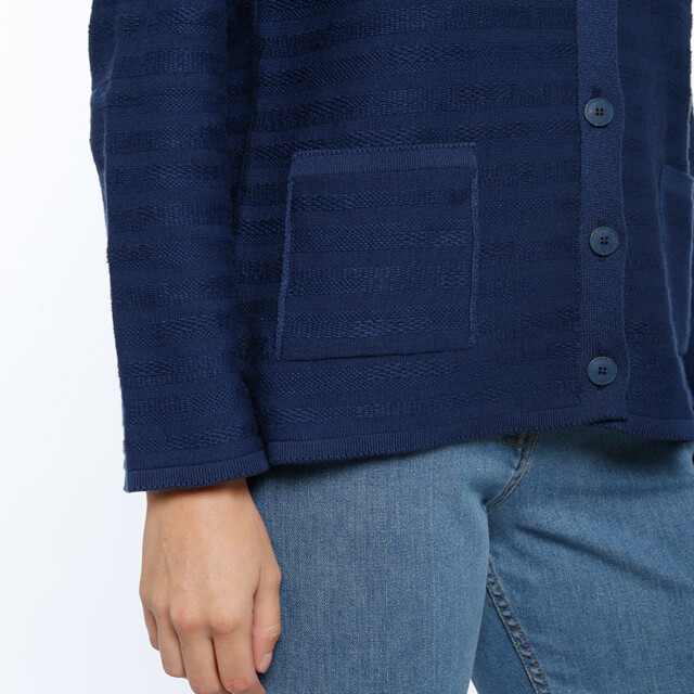 Maison Solfin - Cardigan femme en coton bleu marine – 48