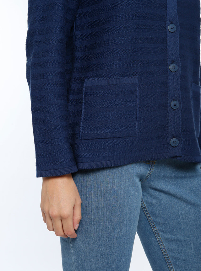Maison Solfin - Cardigan femme en coton bleu marine – 48