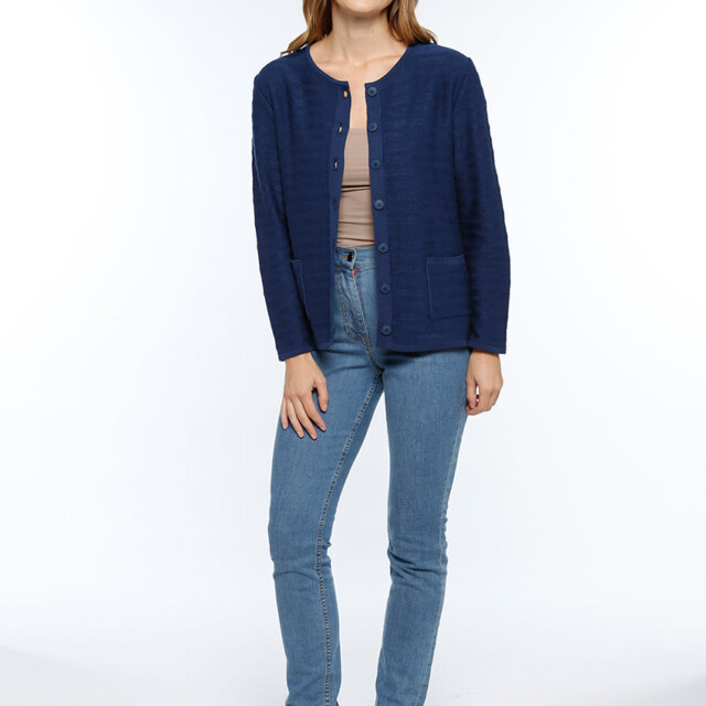 Maison Solfin - Cardigan femme en coton bleu marine – 48