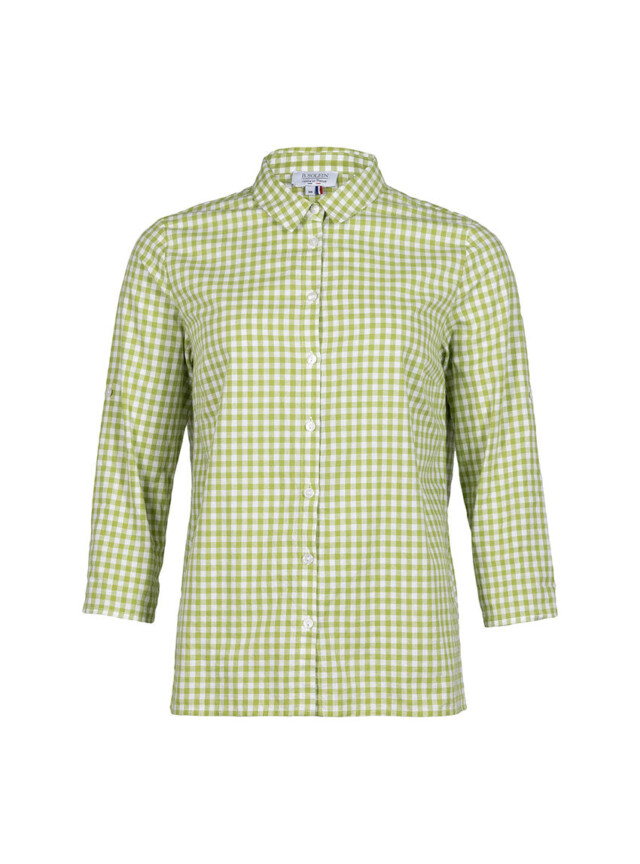 Maison Solfin - Chemise femme en coton vichy vert anis – 48