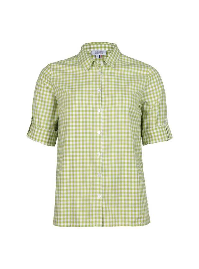 Maison Solfin - Chemise femme en coton vichy vert anis – 48