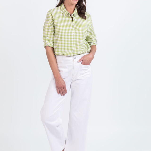 Maison Solfin - Chemise femme en coton vichy vert anis – 48