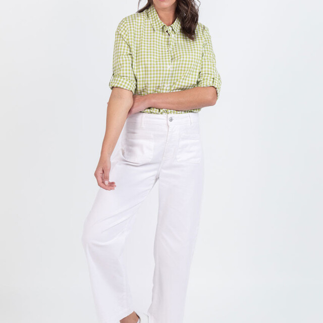 Maison Solfin - Chemise femme en coton vichy vert anis – 48