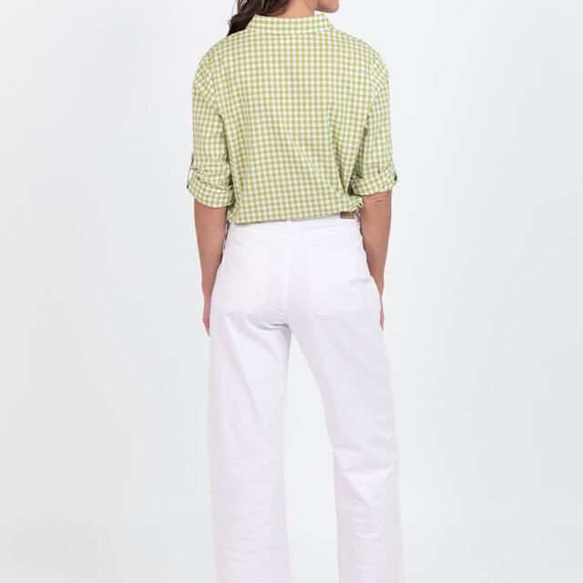 Maison Solfin - Chemise femme en coton vichy vert anis – 48