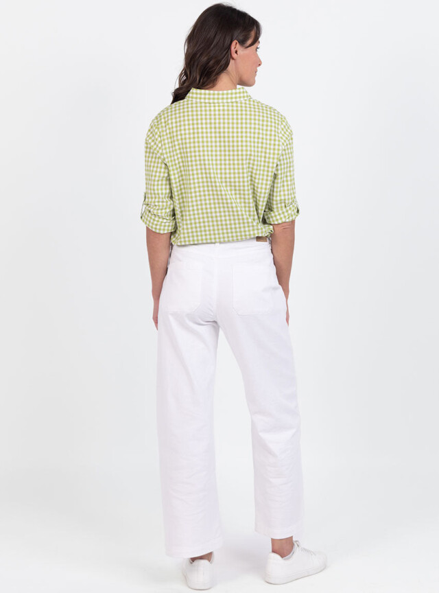 Maison Solfin - Chemise femme en coton vichy vert anis – 48