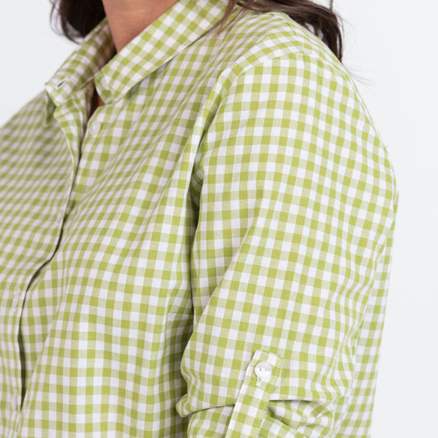 Maison Solfin - Chemise femme en coton vichy vert anis – 48