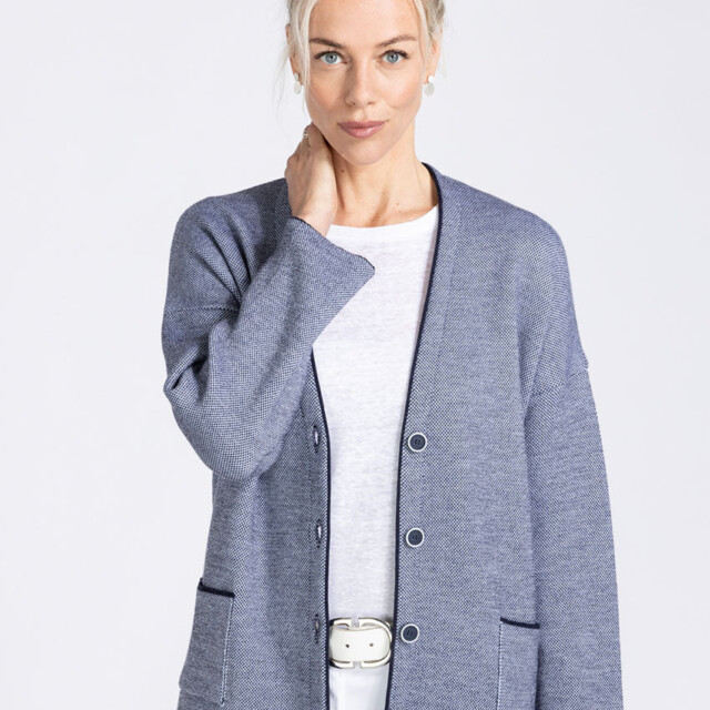 Maison Solfin - Veste femme en laine mérinos bleu marine – 6
