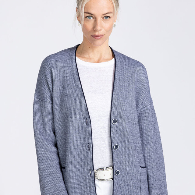 Maison Solfin - Veste femme en laine mérinos bleu marine – 6