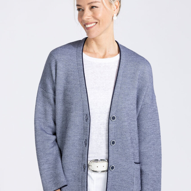 Maison Solfin - Veste femme en laine mérinos bleu marine – 6