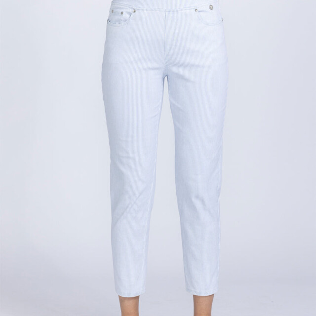 Maison-solfin - Pantalon femme 7/8° rayé bleu – 40
