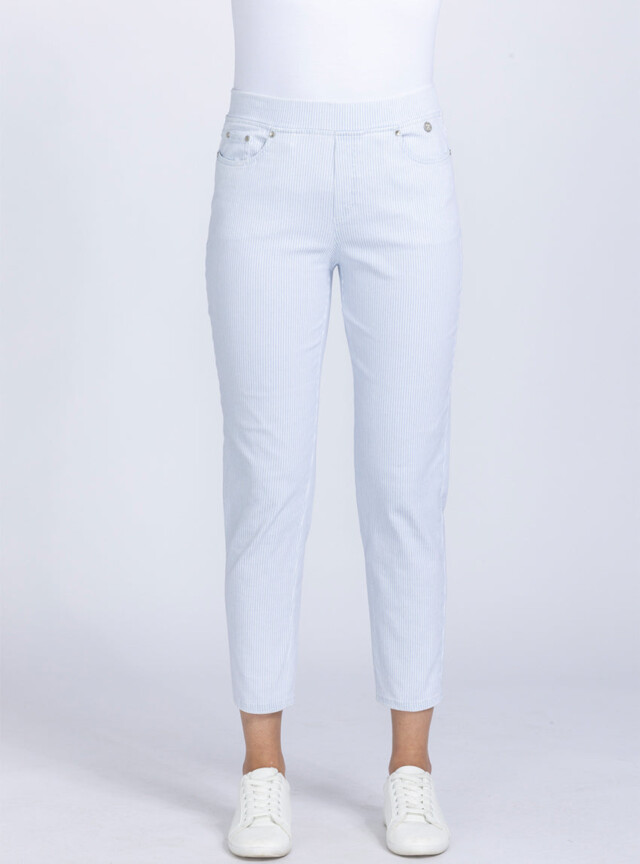 Maison-solfin - Pantalon femme 7/8° rayé bleu – 40